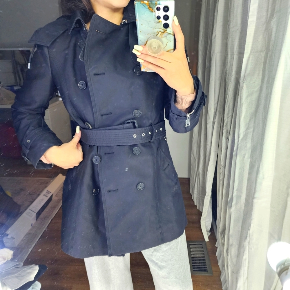 Zara black hooded trench coat